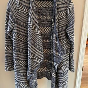 Lucky Brand Navy and White Chevron Cardigan